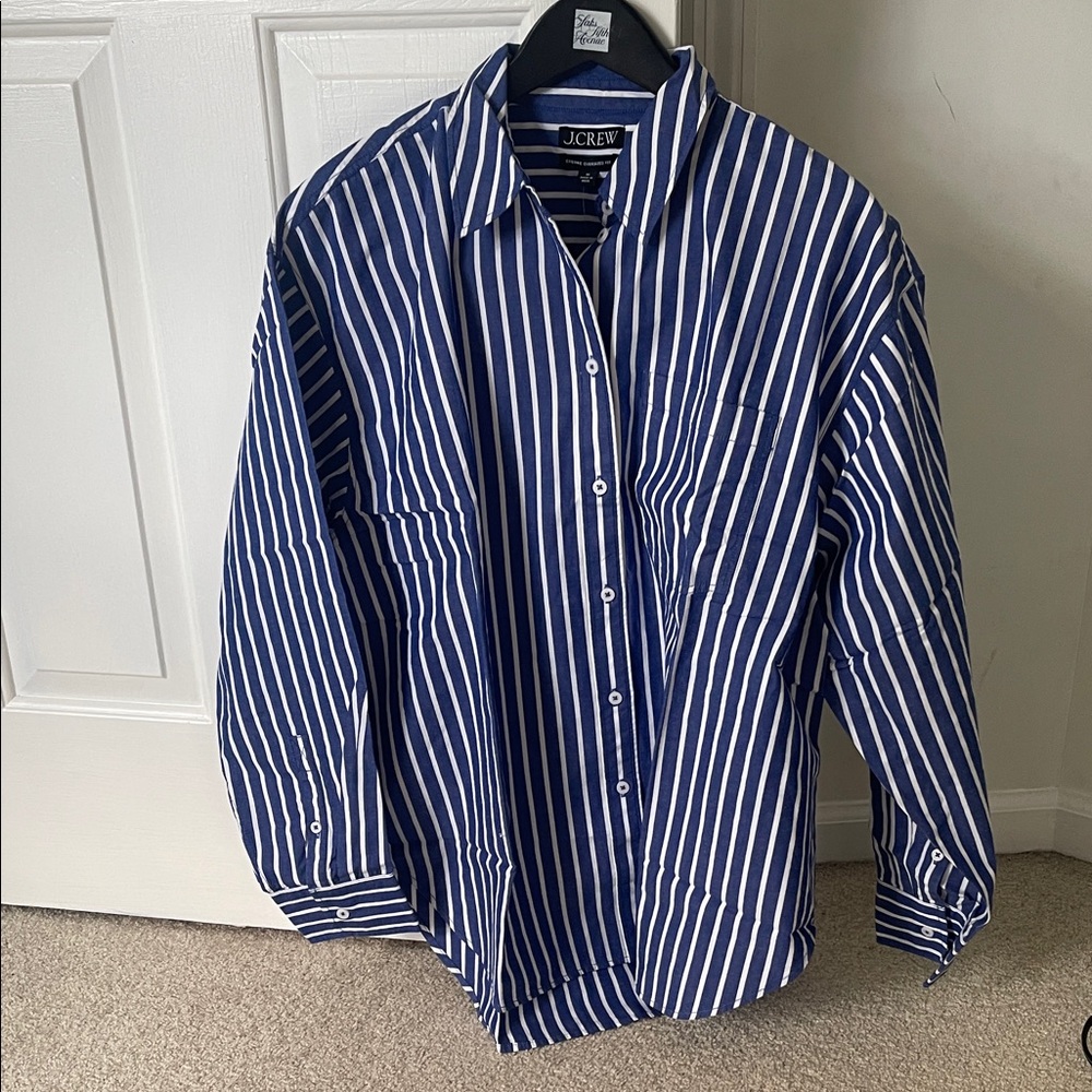 J. Crew Oversized Blue Striped Shirt brand new